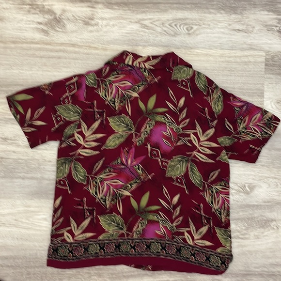 JM Collection Womens Colorful Button Down Short Sleeved Blouse with Color Size 6 - Picture 9 of 11